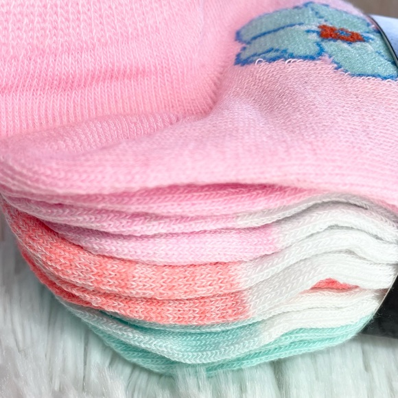 NWT Teal, pink, white and orange, floral print size 4-10 socks 6 pairs included - Picture 8 of 8